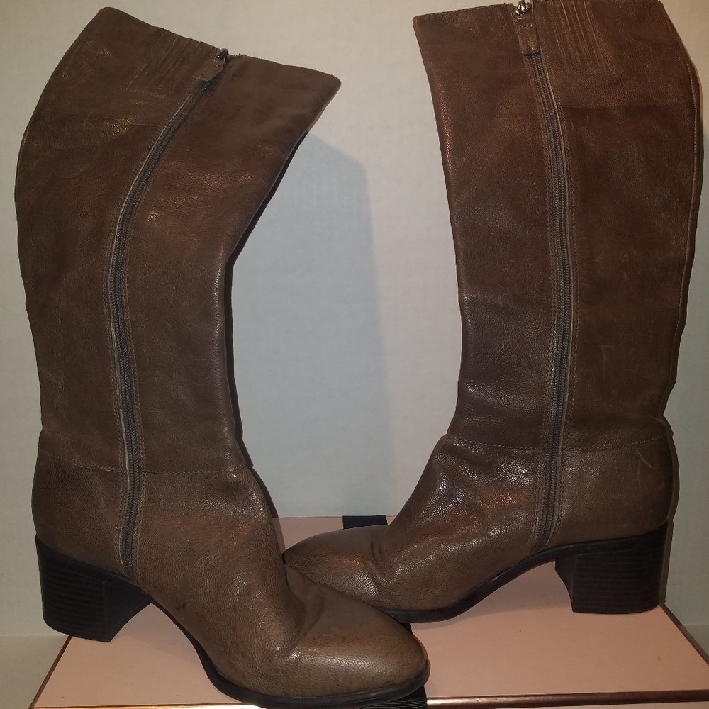 Franco Sarto Fontana Tall Taupe Leather Boots